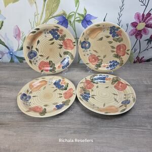 Alco Industries Tuscan Dinner Plates 10 3/8" Lot Of 4 Fruit Stoneware AOI26